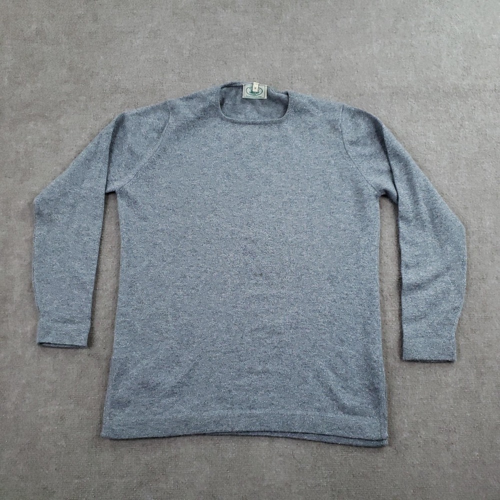 McCulley's Sweater‎ Womens Medium Gray Glittery Knit Crewneck Pullover Cashmere